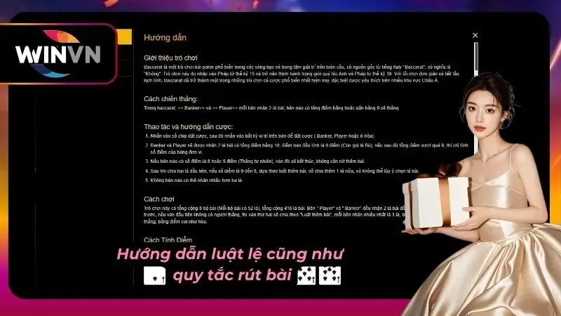 Trang hướng dẫn luật chơi, cách tính điểm và quy tắc rút bài Baccarat WINVN